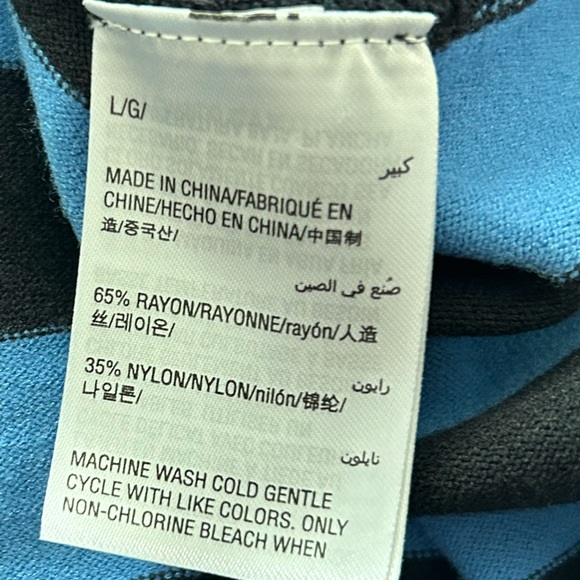 Women’s Tunic Alfani Blue Black Striped Top - Size L - Picture 6 of 14